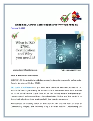 What is ISO 27001 Certification and Why you need it?