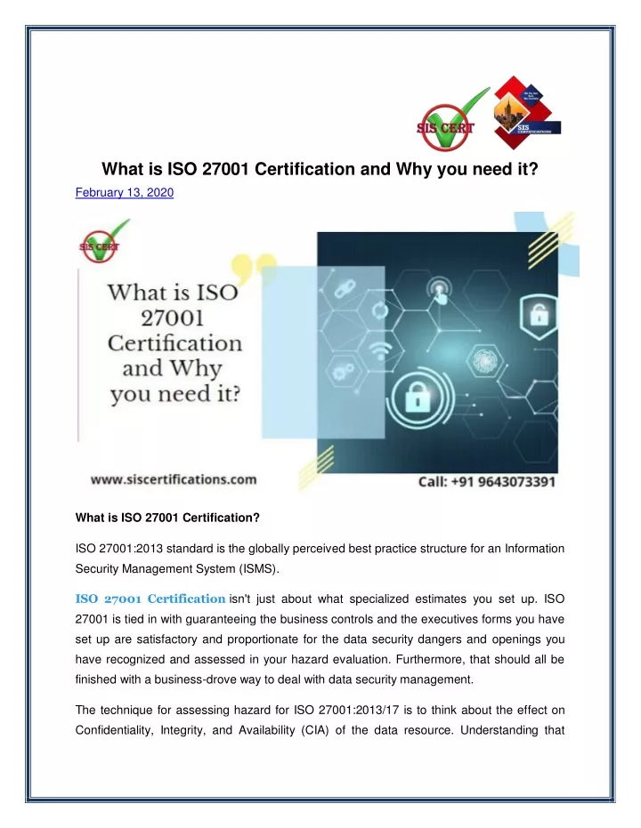 what is iso 27001 certification and why you need
