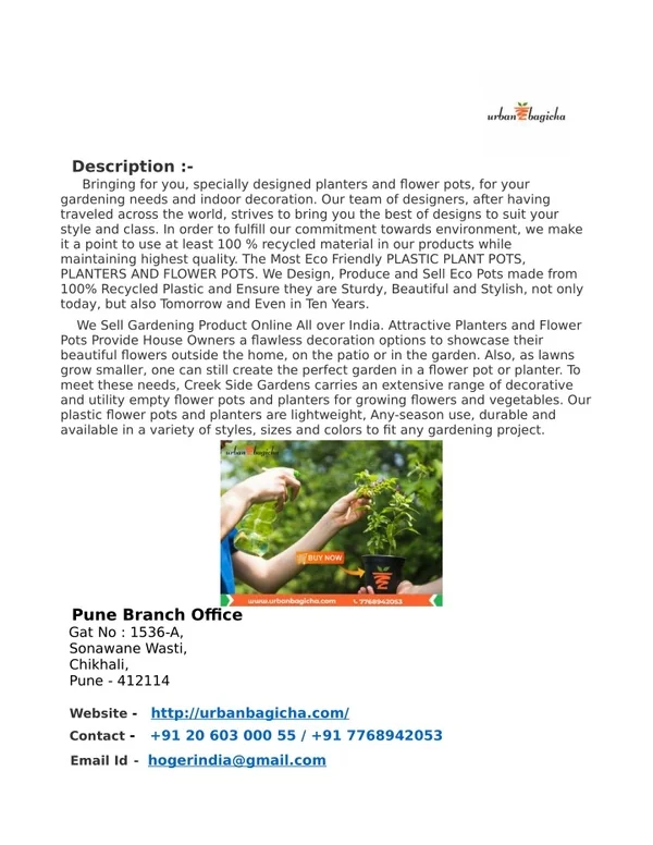 Buy Online Garden Pots In Pune