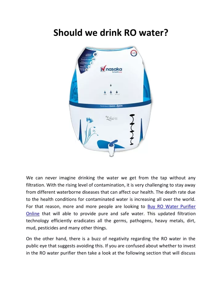 should we drink ro water