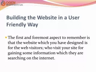 Building the Website in a User Friendly Way