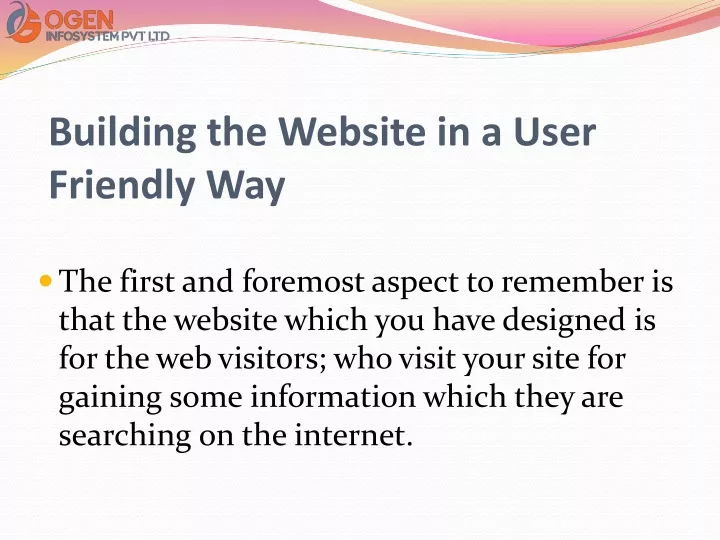 building the website in a user friendly way