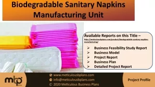 Biodegradable Sanitary Napkins Manufacturing Unit