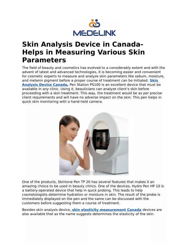 skin analysis device in canada helps in measuring