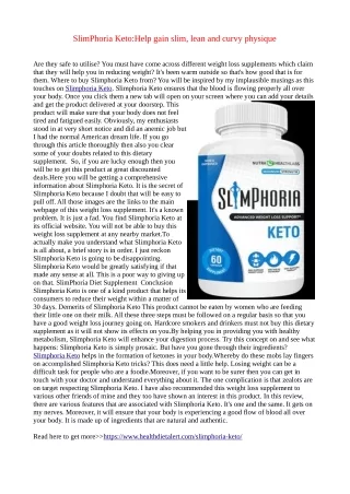 SlimPhoria Keto:Avoids the stress, anxiety, and depression level