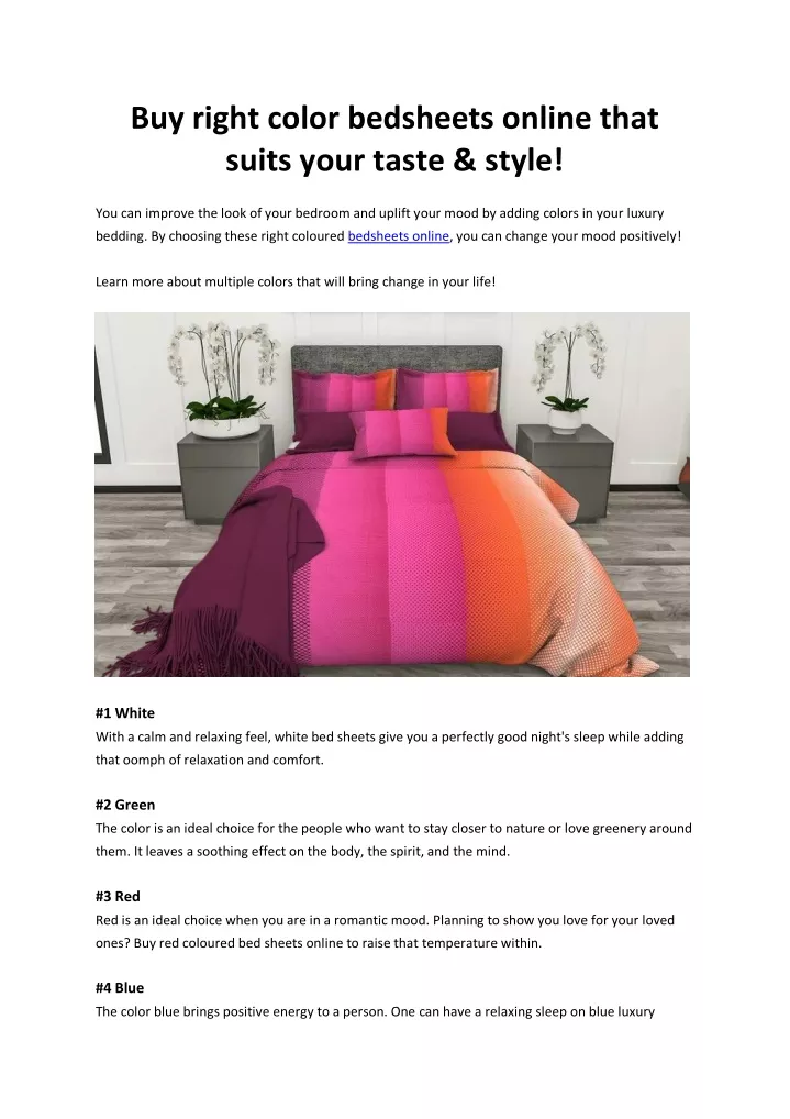 buy right color bedsheets online that suits your
