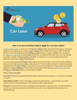How is car loan beneficial? How to apply for a car loan online?