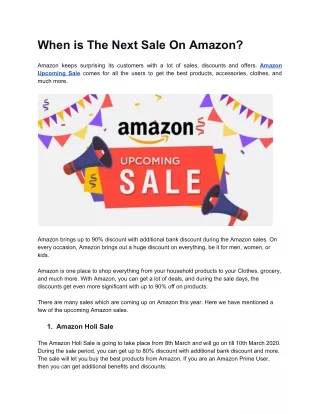 When is The Next Sale On Amazon?