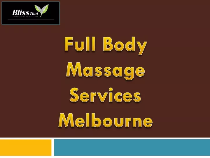 full body massage services melbourne