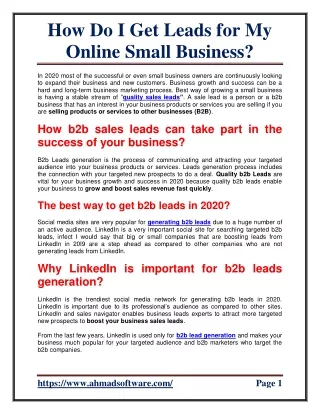 How do I get leads for my online small business