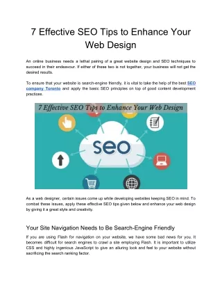 7 Effective SEO Tips To Enhance Your Web Design