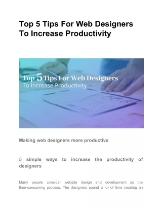 Top 5 Tips For Web Designers To Increase Productivity