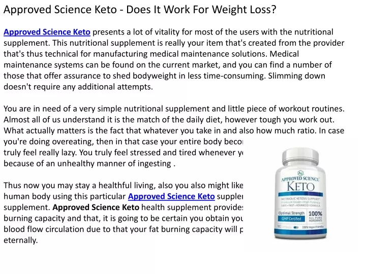 approved science keto does it work for weight loss