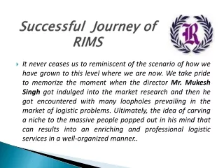 Successful Journey of RIMS BizzServe PVT LTD