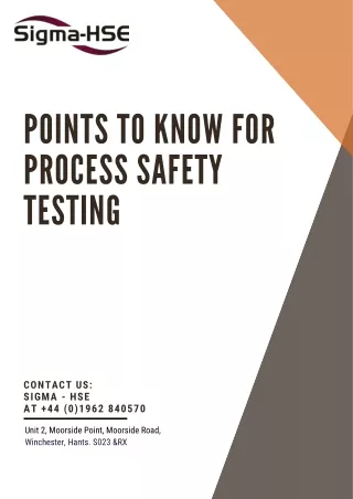 Points to Know for Process Safety Testing | Sigma - HSE