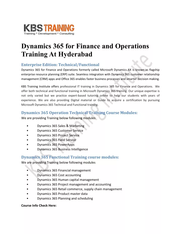 dynamics 365 for finance and operations training