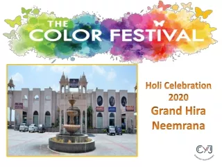 Grand Hira Neemrana Holi Packages 2020 | Holi Celebration Party 2020 Near Delhi