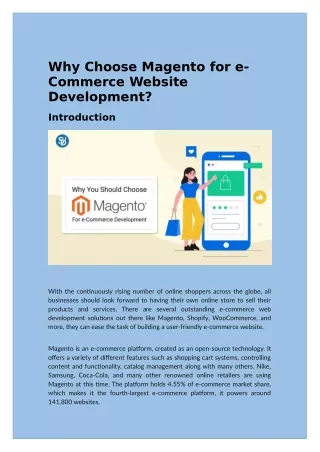 Why Choose Magento for e-Commerce Website Development?