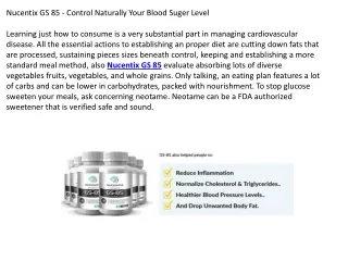 Nucentix GS 85 - Control Naturally Your Blood Suger Level