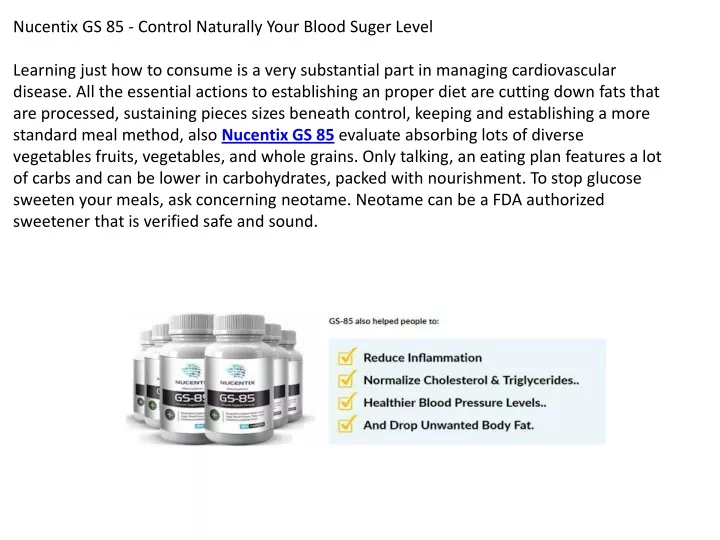 nucentix gs 85 control naturally your blood suger