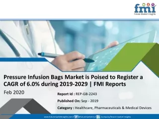 Pressure Infusion Bags Market Expected to Behold a CAGR of 6.0% during 2019-2029 | FMI Reports