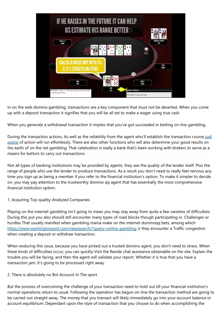 in on the web domino gambling transactions