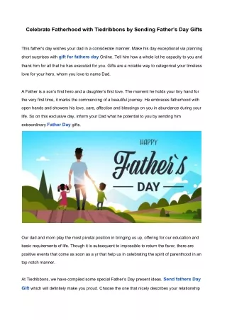 Celebrate Fatherhood with Tiedribbons by Sending Father’s Day Gifts