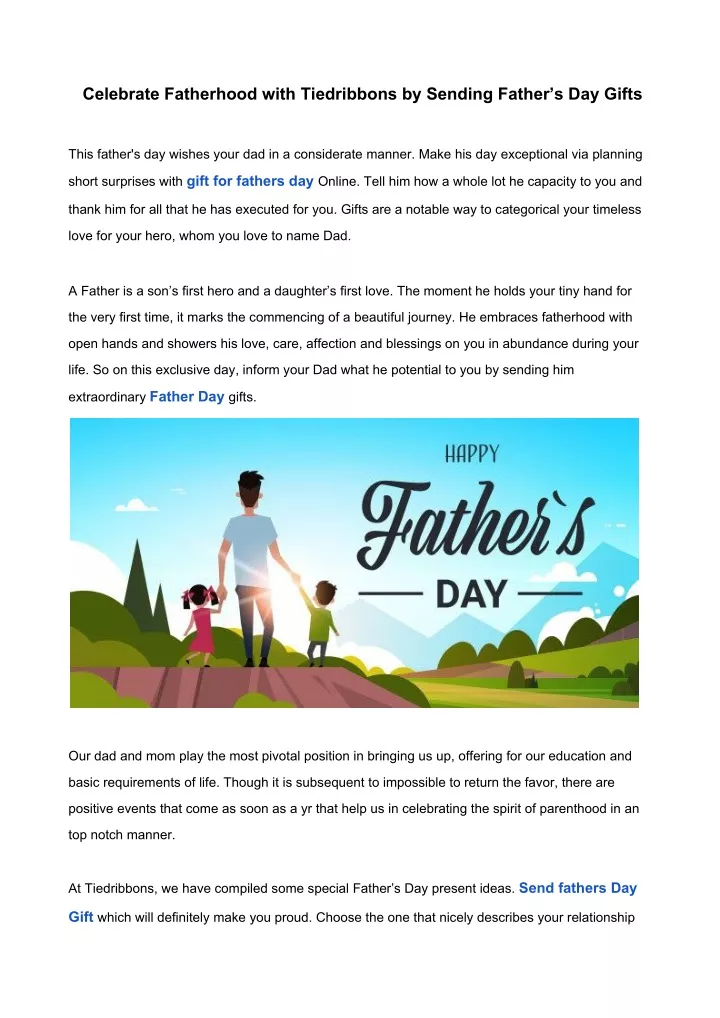 celebrate fatherhood with tiedribbons by sending