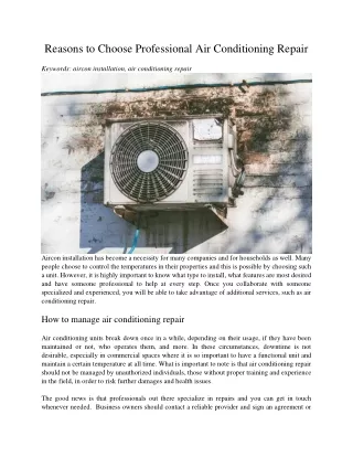 reasons to choose professional air conditioning