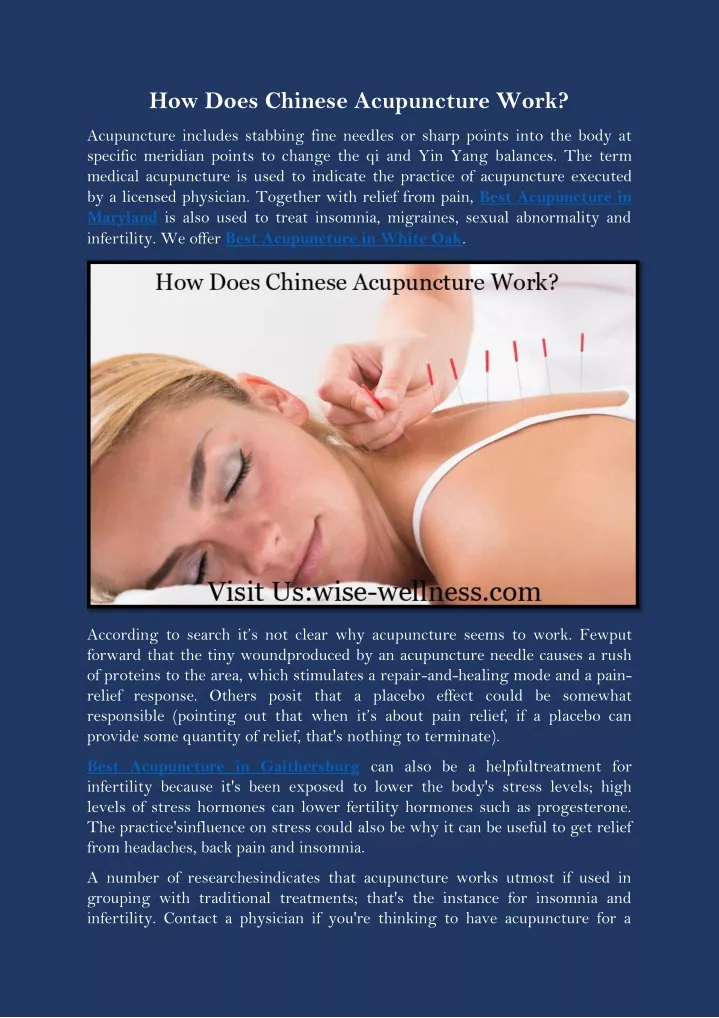 how does chinese acupuncture work