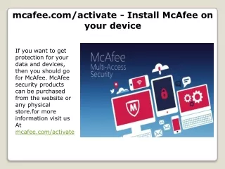 mcafee.com/activate - Install McAfee on your device