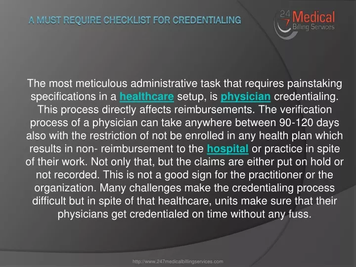 a must require checklist for credentialing
