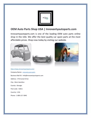 OEM Auto Parts Shop USA | Innovantyautoparts.com