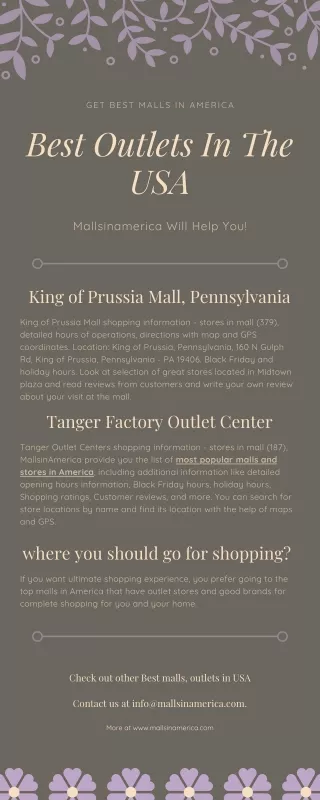 Mallsinamerica Will Help You to find best Outlets In The USA?