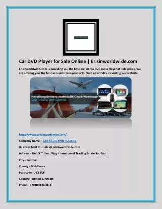 Car DVD Player for Sale Online | Erisinworldwide.com