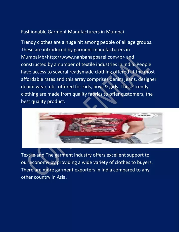 fashionable garment manufacturers in mumbai