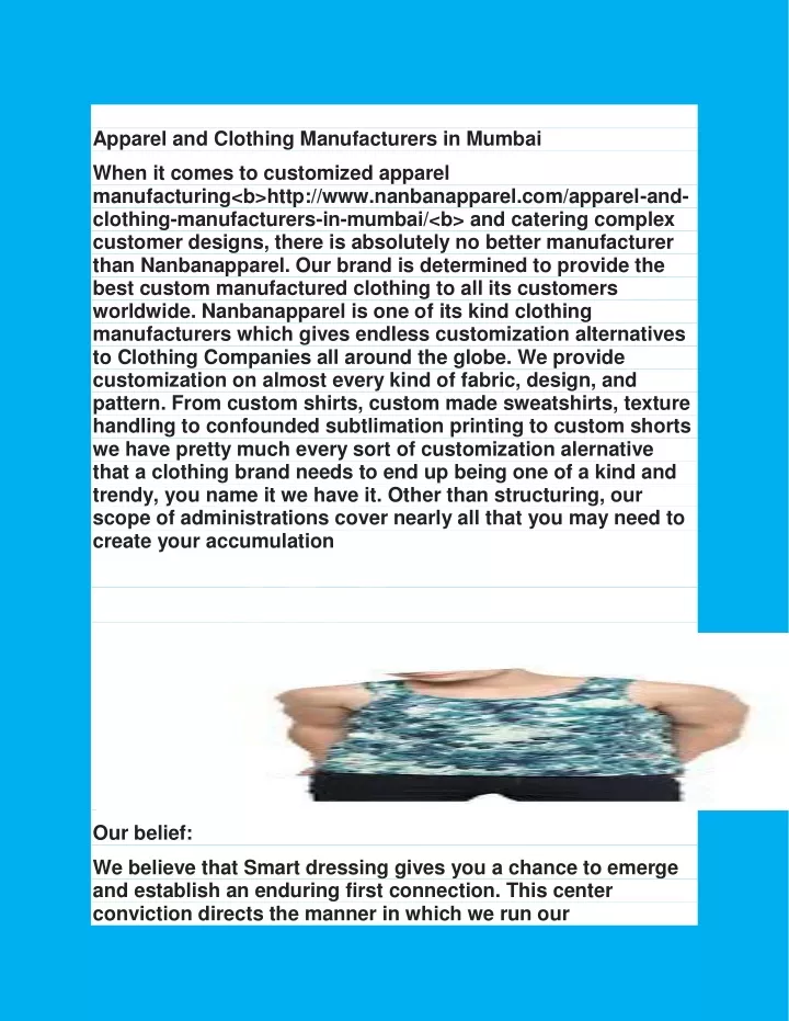 apparel and clothing manufacturers in mumbai
