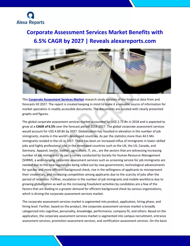 corporate assessment services market benefits