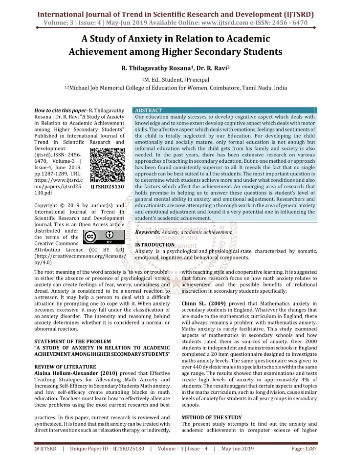 international journal of trend in scientific