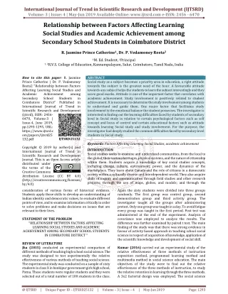 Relationship Between Factors Affecting Learning Social Studies and Academic Achievement Among Secondary School Students