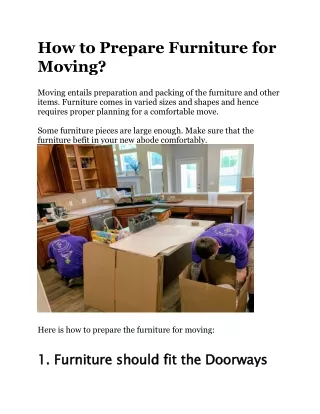 How to Prepare Furniture for Moving?