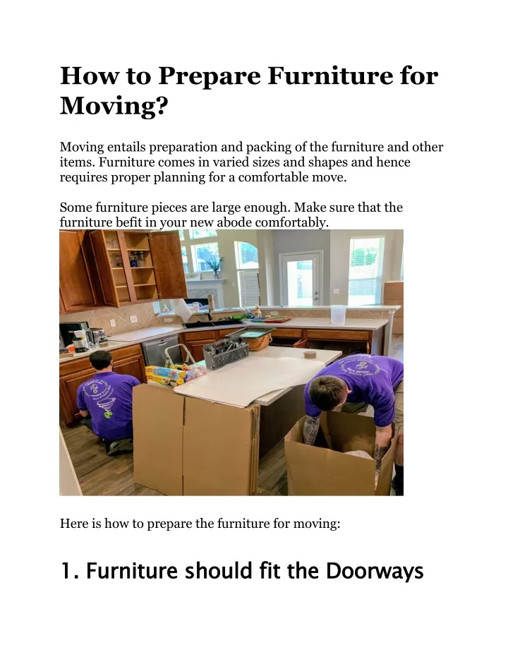 how to prepare furniture for moving