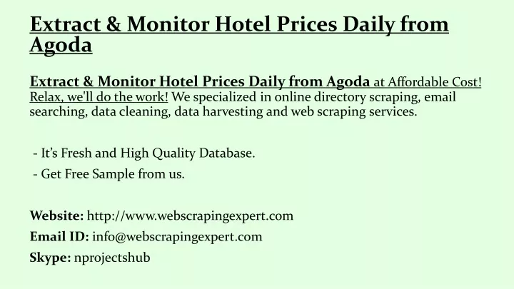extract monitor hotel prices daily from agoda