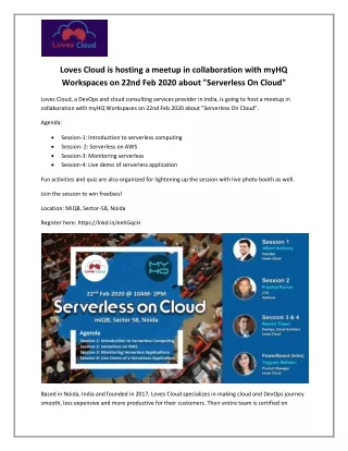 loves cloud is hosting a meetup in collaboration