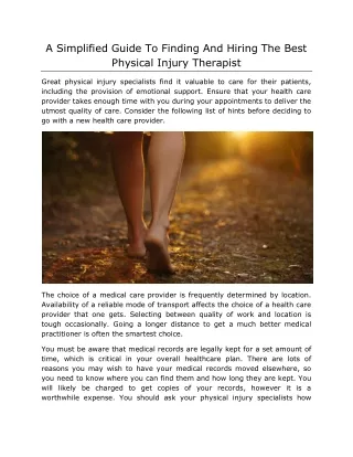 A Simplified Guide To Finding And Hiring The Best Physical Injury Therapist