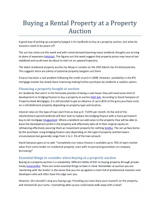 Buying a Rental Property at a Property Auction