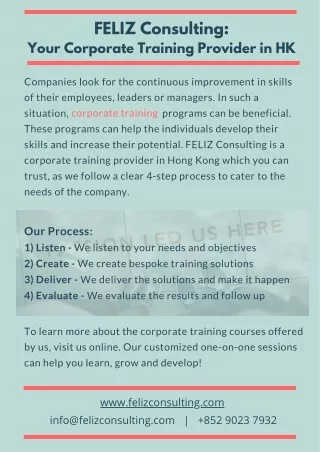 FELIZ Consulting: Your Corporate Training Provider in HK