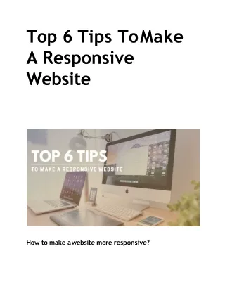 Top 6 Tips To Make A Responsive Website
