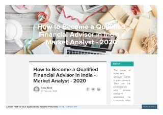 How to Become a Qualified Financial Advisor in India - Market Analyst - 2020