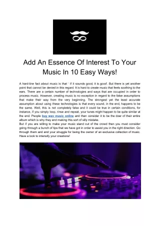 Add An Essence Of Interest To Your Music In 10 Easy Ways!